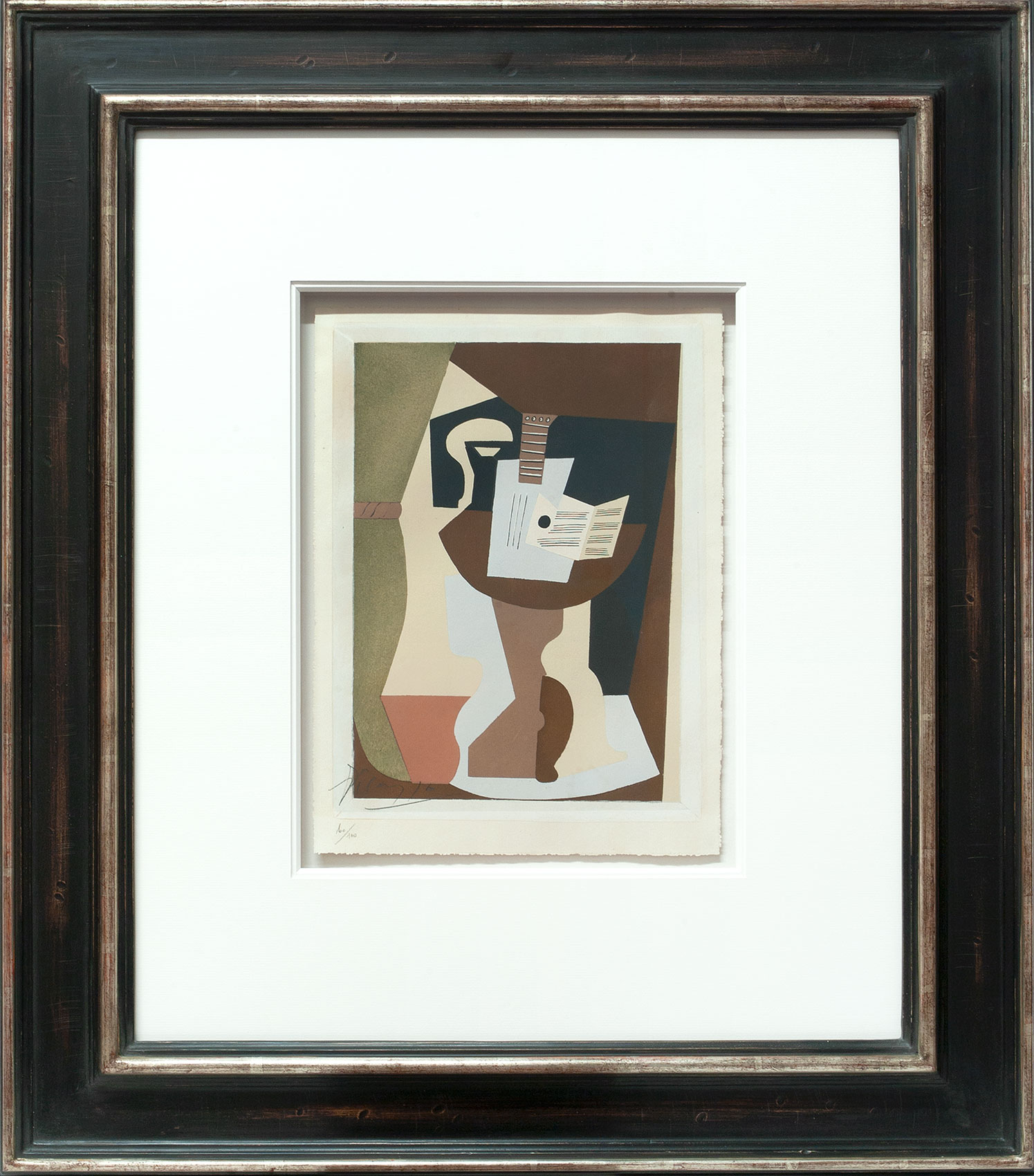 Pablo Picasso «Guéridon, guitare et partition I» Galerie Française
