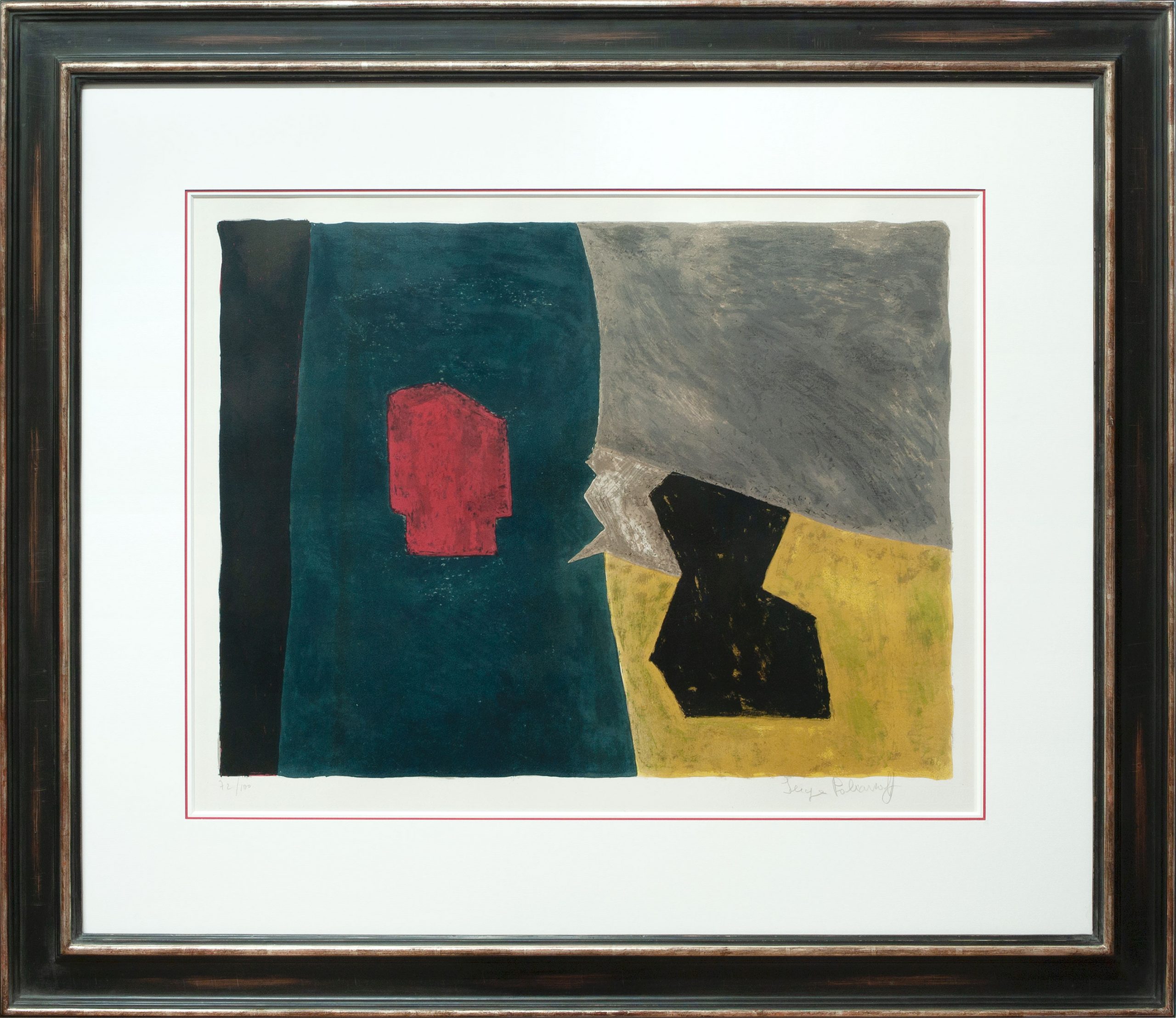 Serge Poliakoff, Composition bleue, jaune et grise, Galerie Française