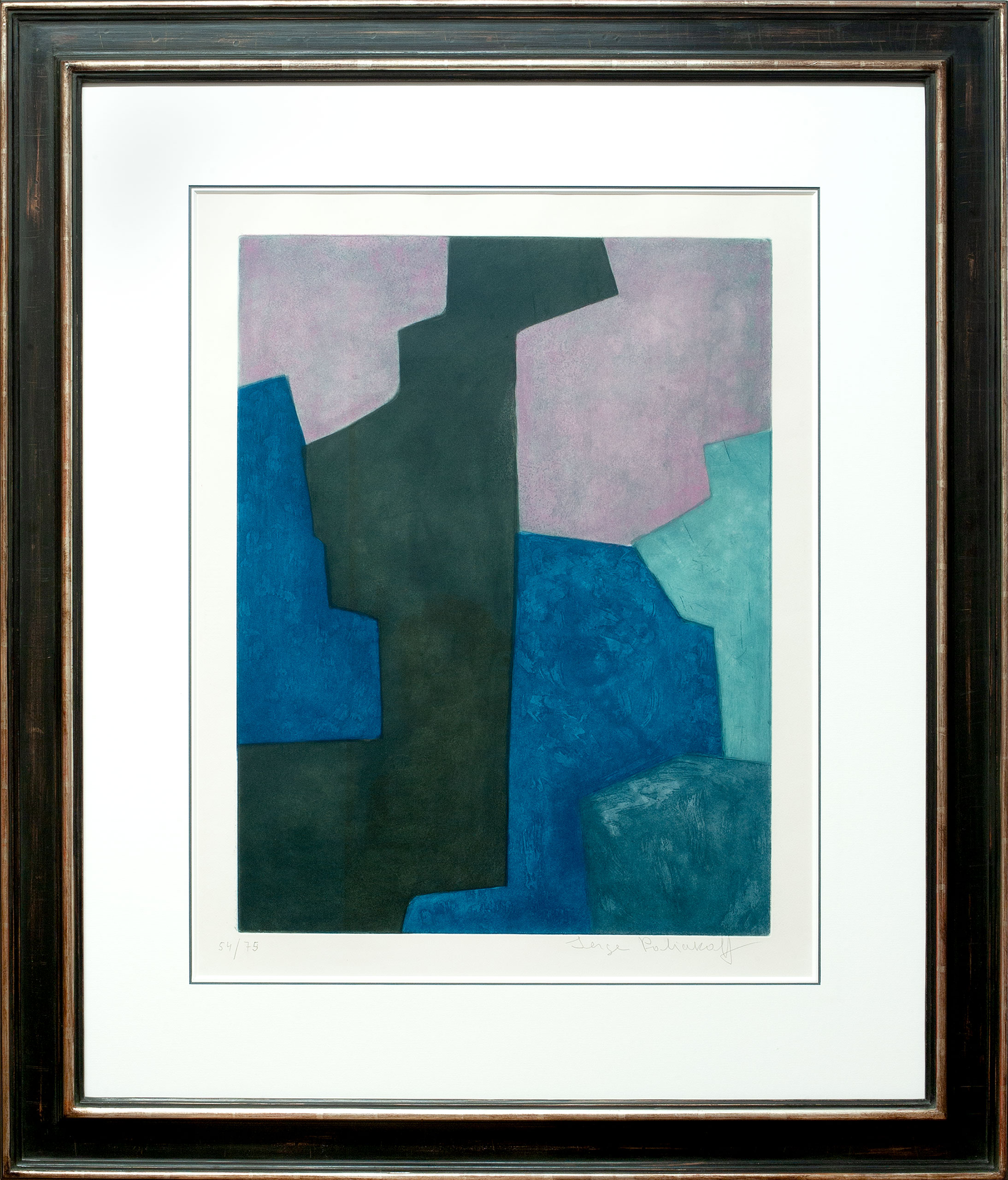 Serge Poliakoff, Composition noire, bleue et mauve, Galerie Française
