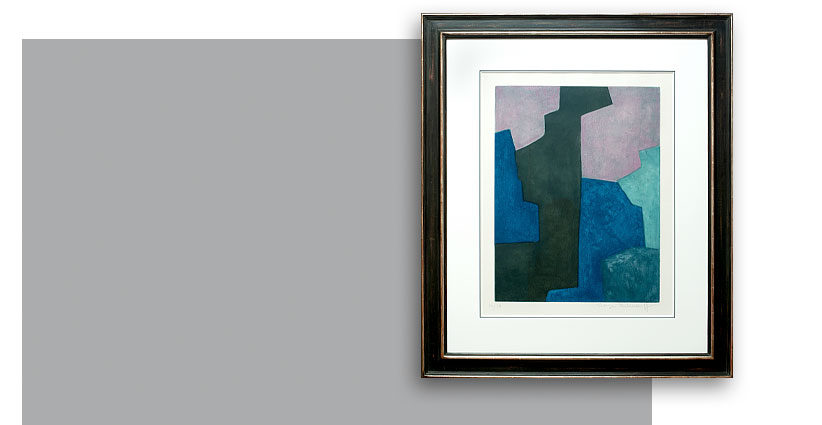 Serge Poliakoff, Composition noire, bleue et mauve, Galerie Française